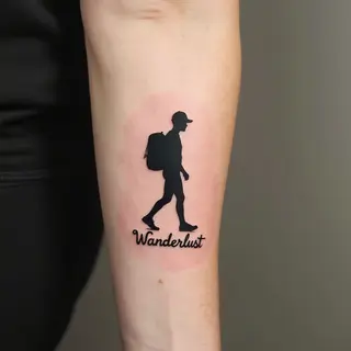 Wanderlust Traveler Silhouette Tattoo Design