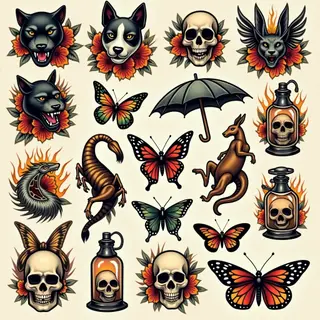 American Traditional Flash Sheet: A Collection of Classic Motifs
