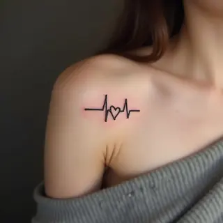 Delicate Heartbeat Fine Line Tattoo