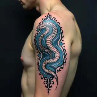 Dynamic Snake Tribal Temporary Tattoo Design