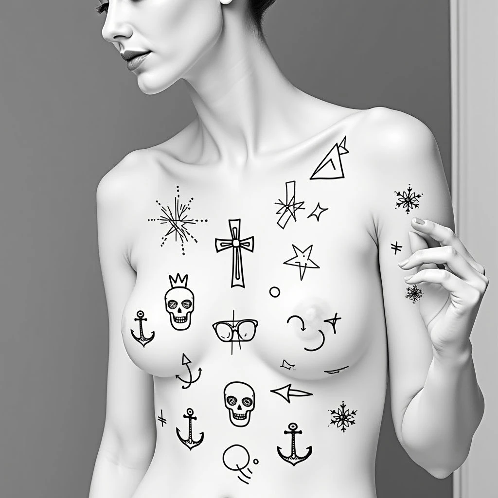 Minimalist Geometric Temporary Tattoo Sheet