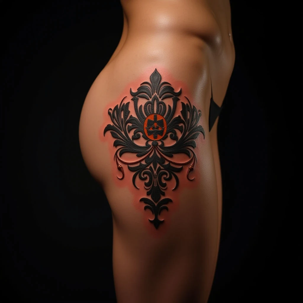 Copper American Traditional Tattoos for the Thigh: Bold & Timeless