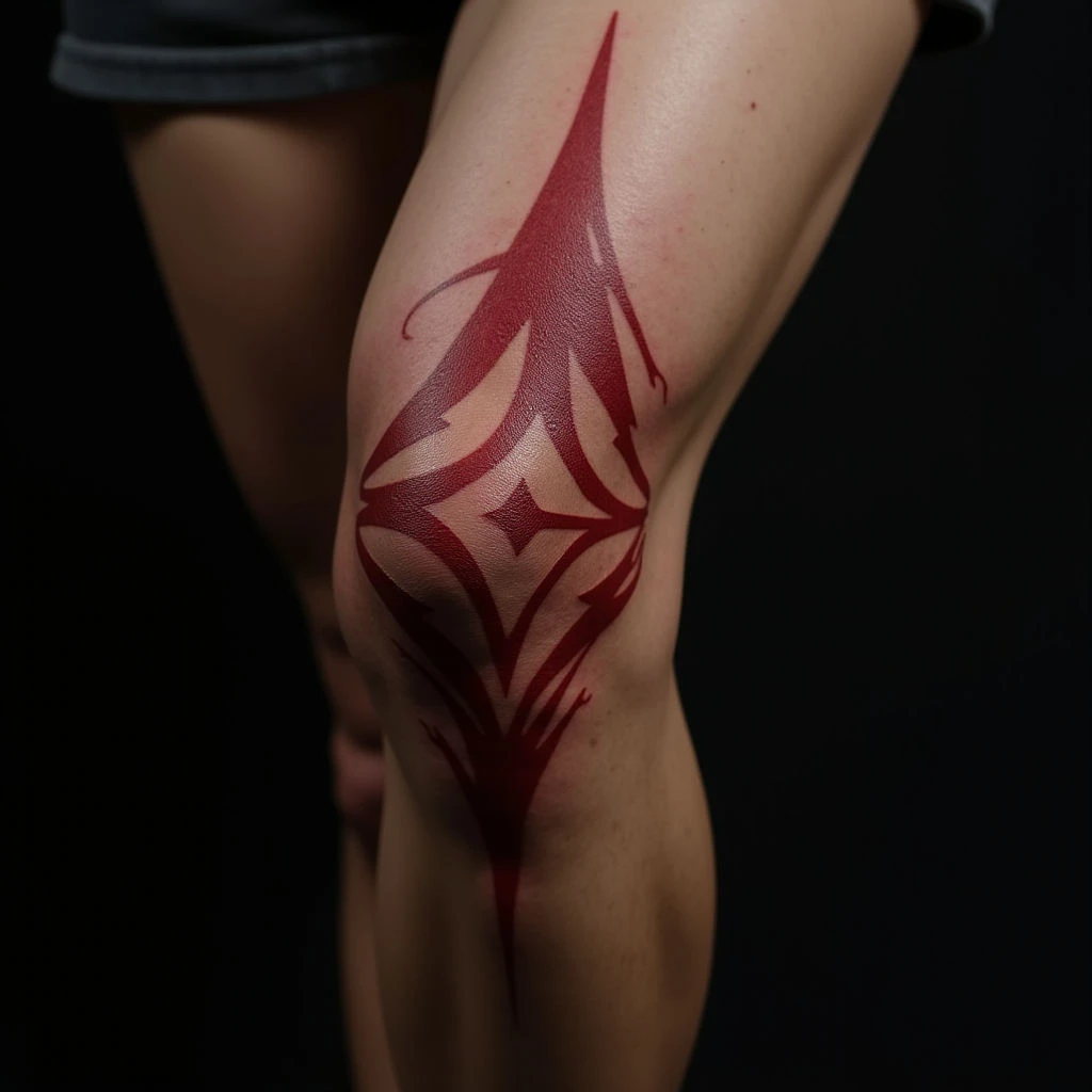 Bold Tribal Knee Tattoo: Old School Techniques