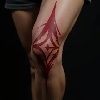 Bold Tribal Knee Tattoo: Old School Techniques