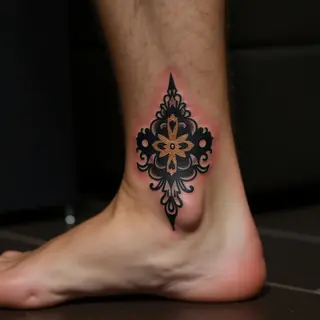 Unique & Meaningful Ankle Tattoos: Traditional Bronze Designs