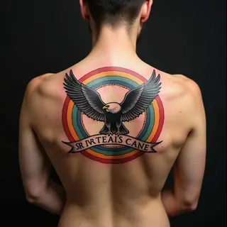 Striking Traditional Eagle Back Tattoo Design