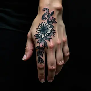 Small Traditional Finger Tattoos: Black & Blue Designs