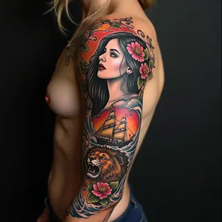 American Traditional Sleeve: A Narrative in Ink