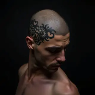 Tiny Traditional Head Tattoos for Guys - Placement Ideas