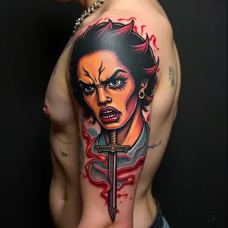 Intense Namakubi Tattoo: A Traditional Japanese Design