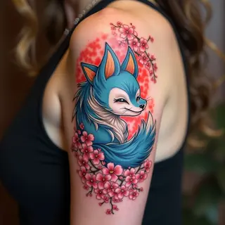 Guardian Fox in Traditional Japanese Style
