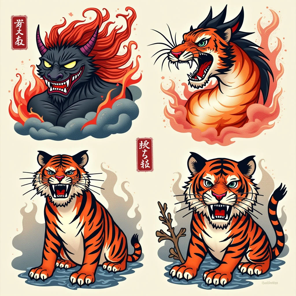 Exploring Traditional Japanese Tattoo Motifs: Oni, Phoenix, Tiger & Foo Dog