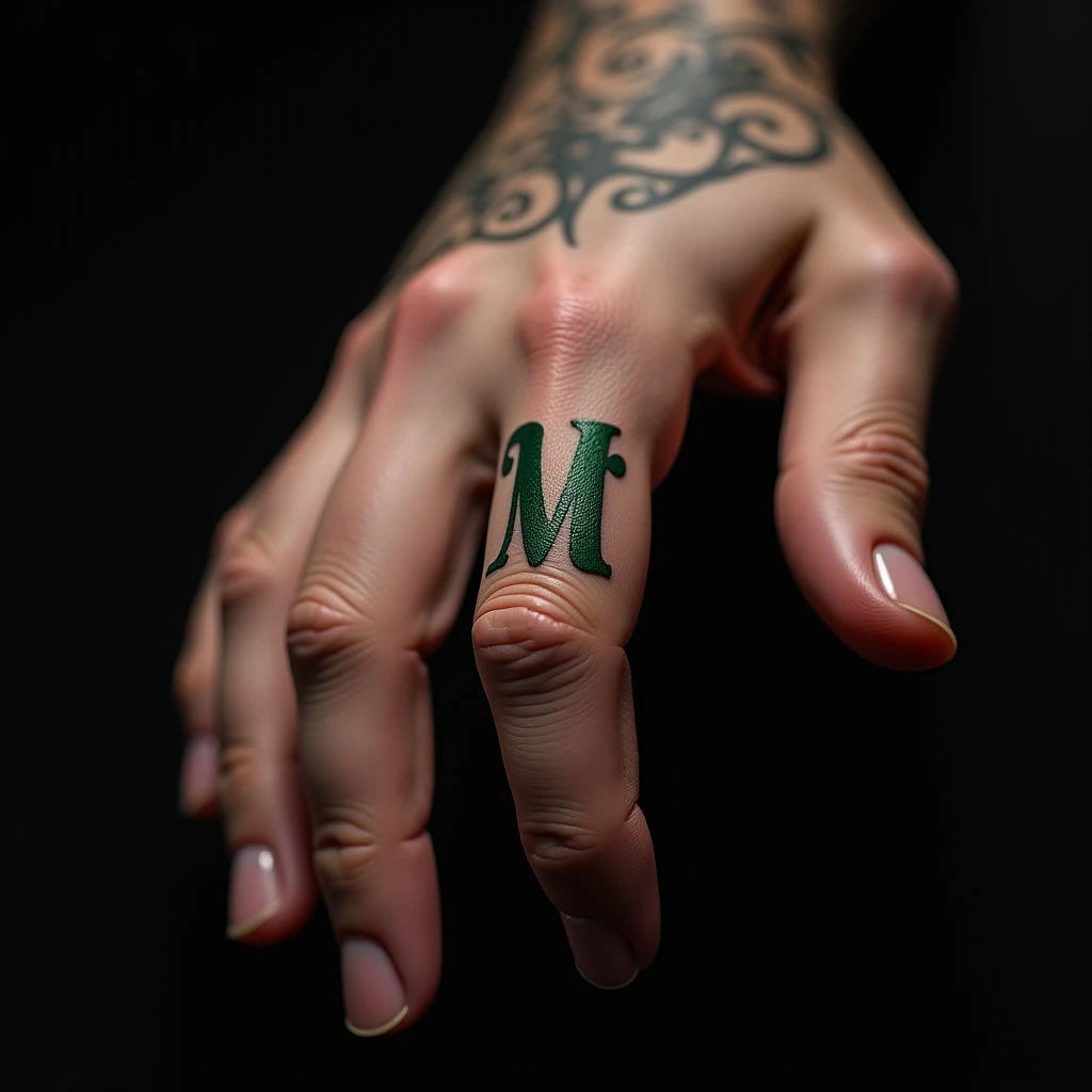 Green Finger Lettering Tattoos: Traditional Guidelines