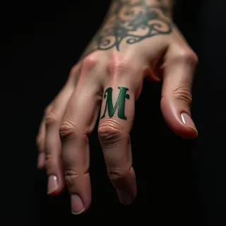 Green Finger Lettering Tattoos: Traditional Guidelines