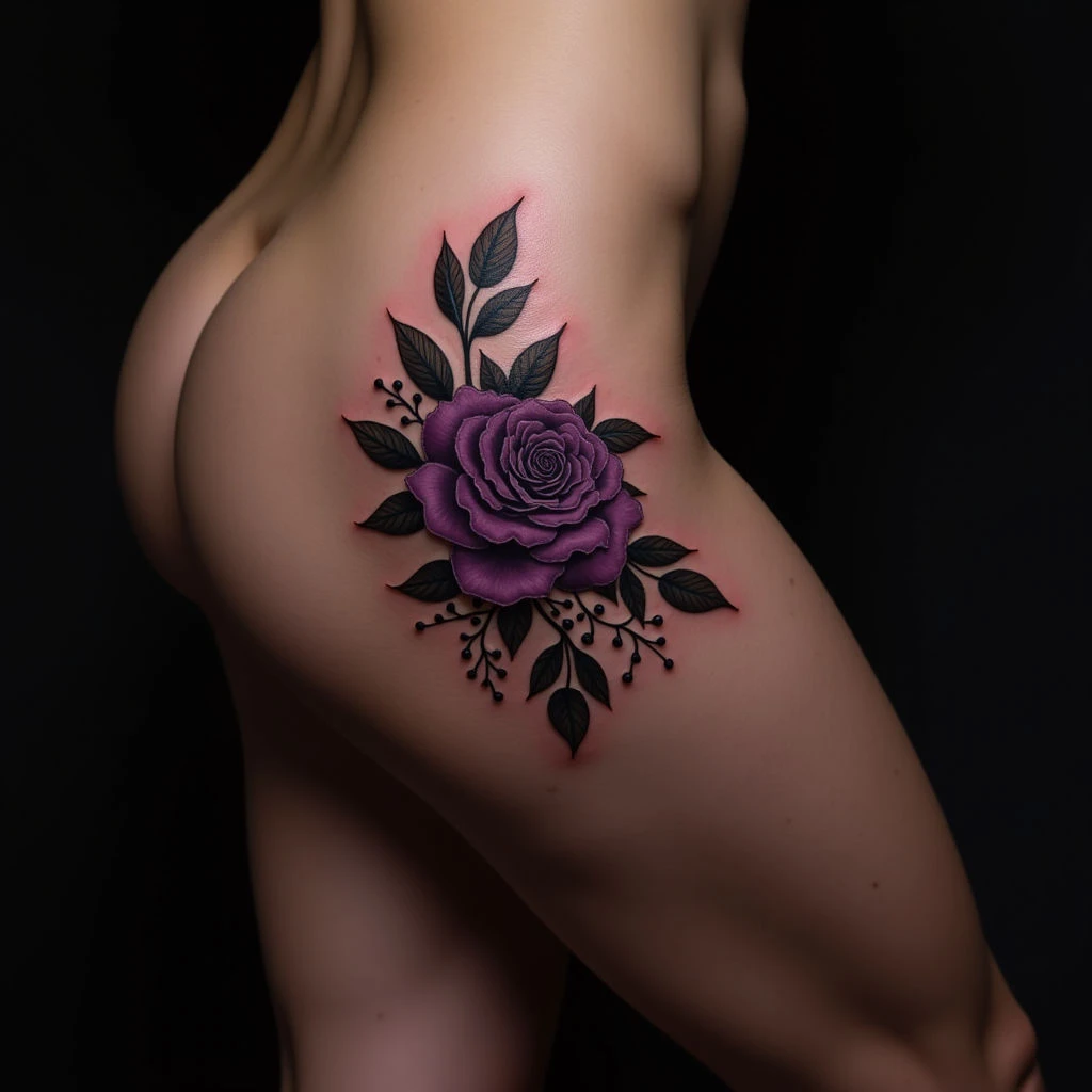 Purple Thigh Tattoos: Traditional Placement Ideas
