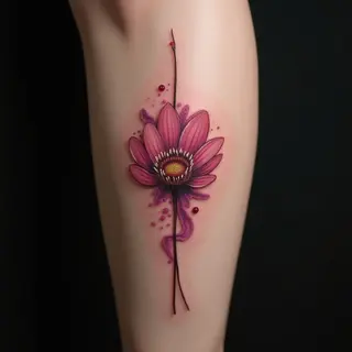 Pink Watercolor Traditional Tattoos for Your Leg