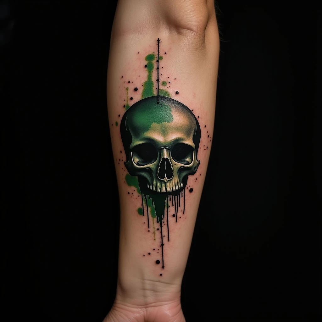 Deep Meaning Trash Polka Arm Tattoo Design