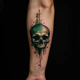 Deep Meaning Trash Polka Arm Tattoo Design