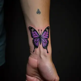 Purple Tribal Butterfly Tattoos for Hands: Neo-Traditional Designs