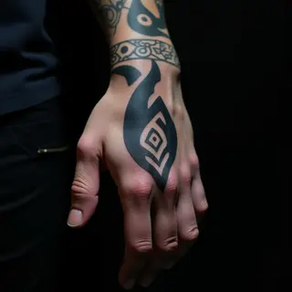 Tribal Hand Tattoos for Men: New School Calf Designs