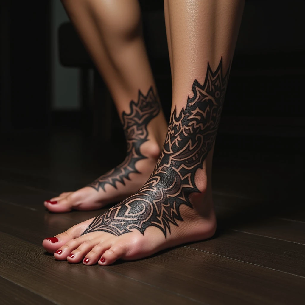 Rihanna's Tribal Hand Tattoo Meaning & Blackwork Foot Designs