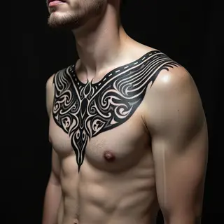 Dynamic Tribal Shoulder Tattoo Design
