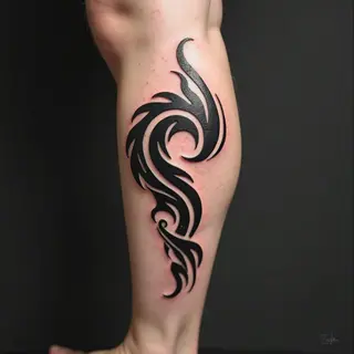 Dynamic Tribal Spiral Tattoo on Calf