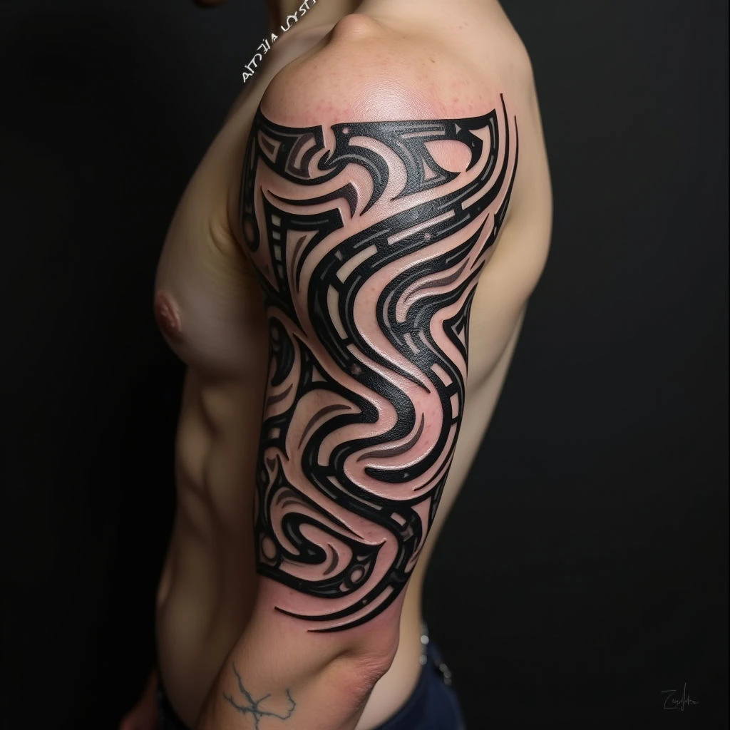 Dynamic Tribal Armband Tattoo Design