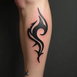 Dynamic Tribal Swirl Tattoo on Calf