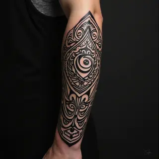 Intricate Tribal Forearm Sleeve Tattoo Design