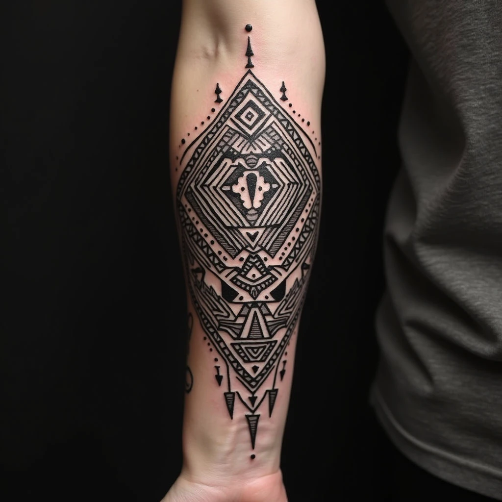 Intricate Tribal Forearm Tattoo Design