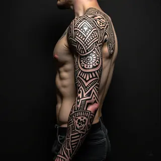 Intricate Tribal Sleeve Tattoo Design