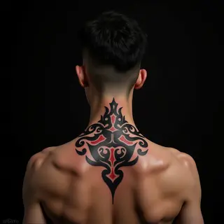 Powerful Viking Symbol Neck Tattoos in Blackwork Style