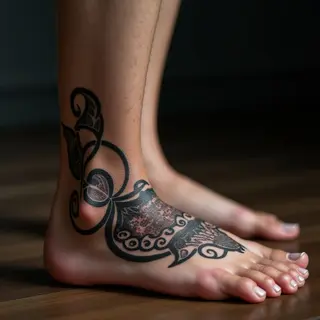 Small Viking Foot Tattoos for Men - Oriental Style
