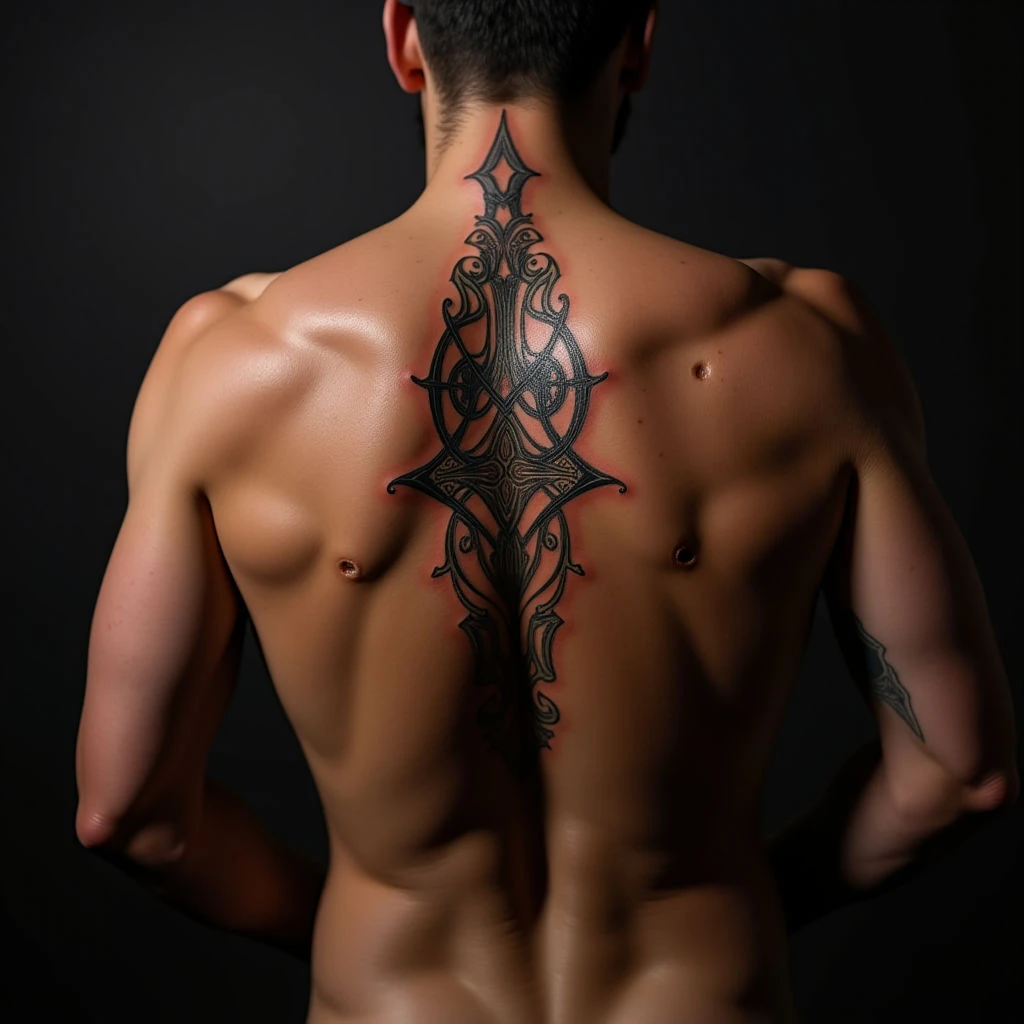 Viking Symbol Tattoos: Abstract Spine Designs