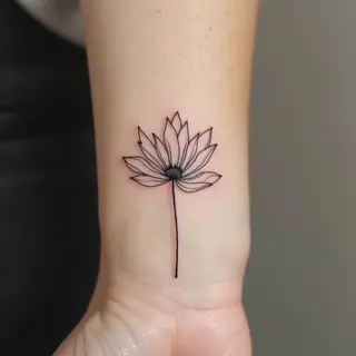Delicate Floral Unalome Tattoo Design