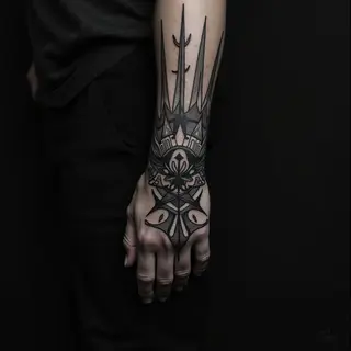 Unleash the Void: Unique Hand Tattoos for Men - Blackout Mastery