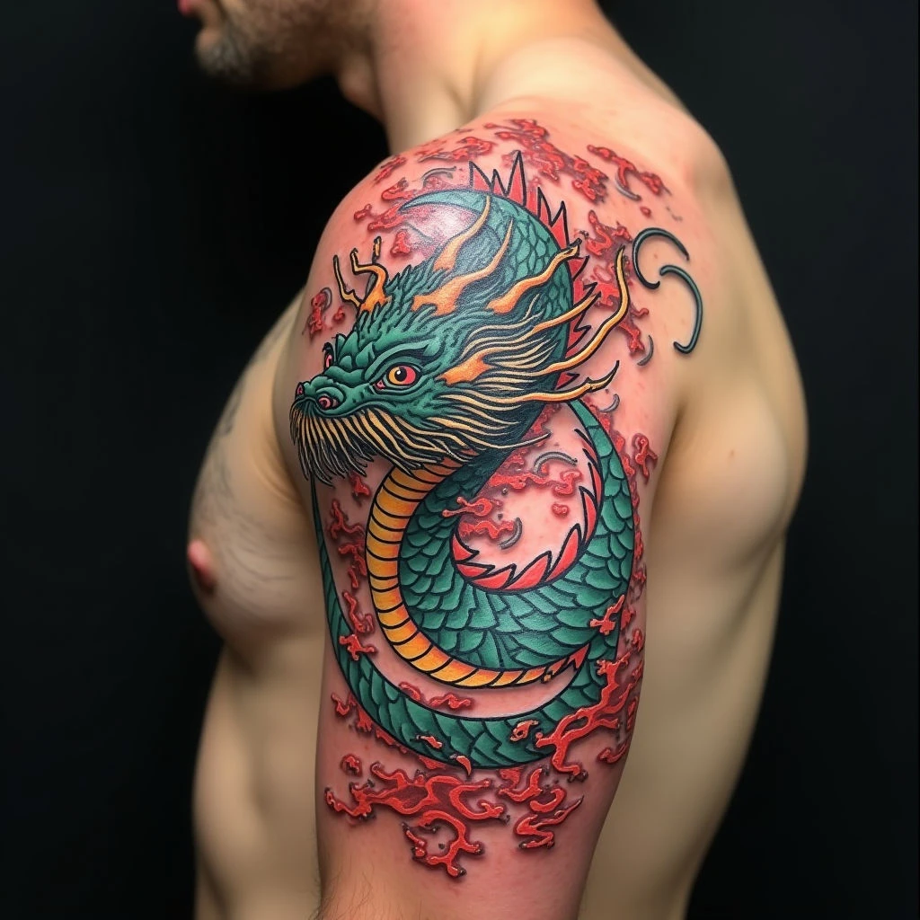 Majestic Water Dragon: A Traditional Japanese Masterpiece