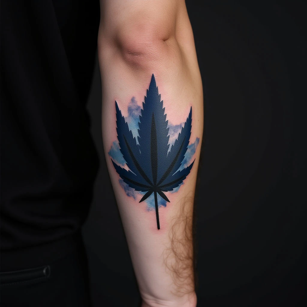Small Watercolor Forearm Tattoos: Blue & Black Designs