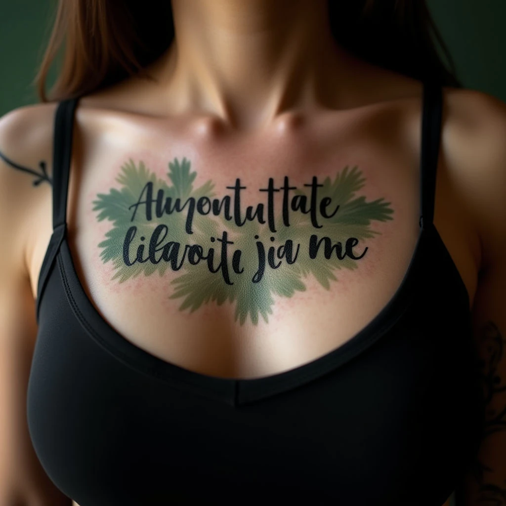 Meaningful Quote Tattoo Ideas: Watercolor Chest Piece
