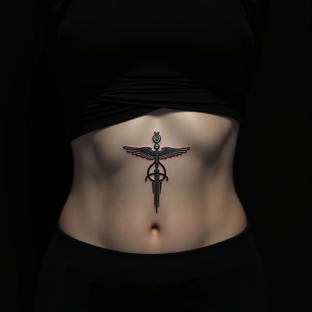 Wife Tattoos with Meaning: Linework Designs for Your Stomach