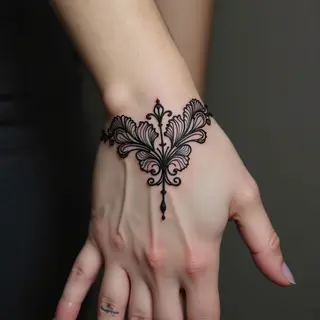 Delicate Ornamental Wrist Tattoo: A Study in Lace and Filigree
