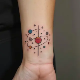 Whimsical Solar System Wrist Tattoo